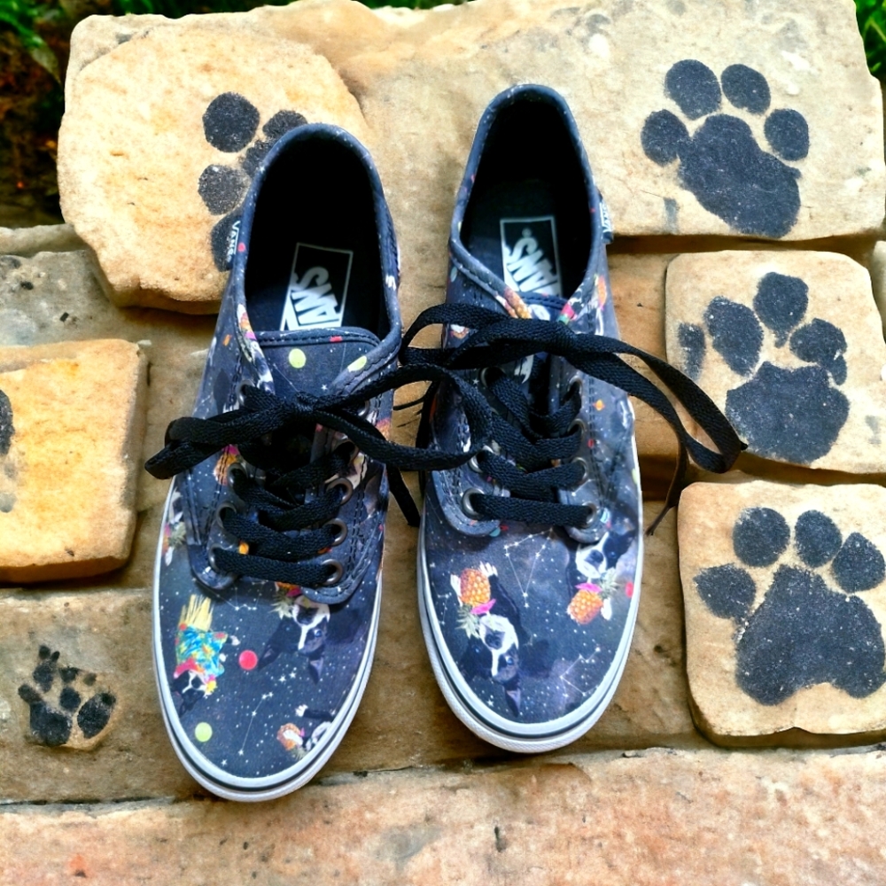 Vans Boston Terrier Classic Lace Up Dog Print Shoes Women’s Size 6.5